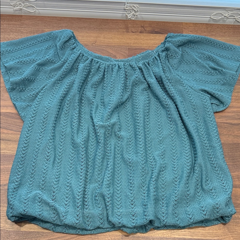 LOFT Textured Teal Blouse